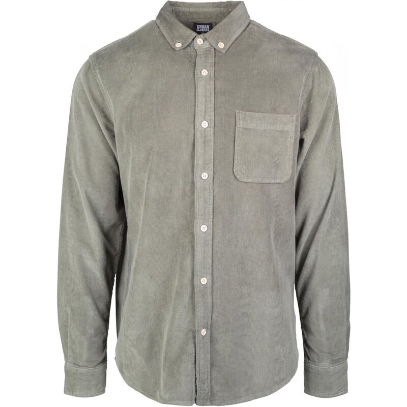 Pánská košile Urban Classics Corduroy Shirt - olivová