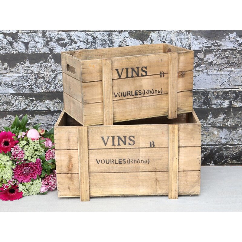 Chic Antique Dřevěný box Vins Menší