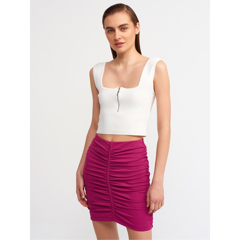 Dilvin 80300 Pleated Mini Skirt-magenta