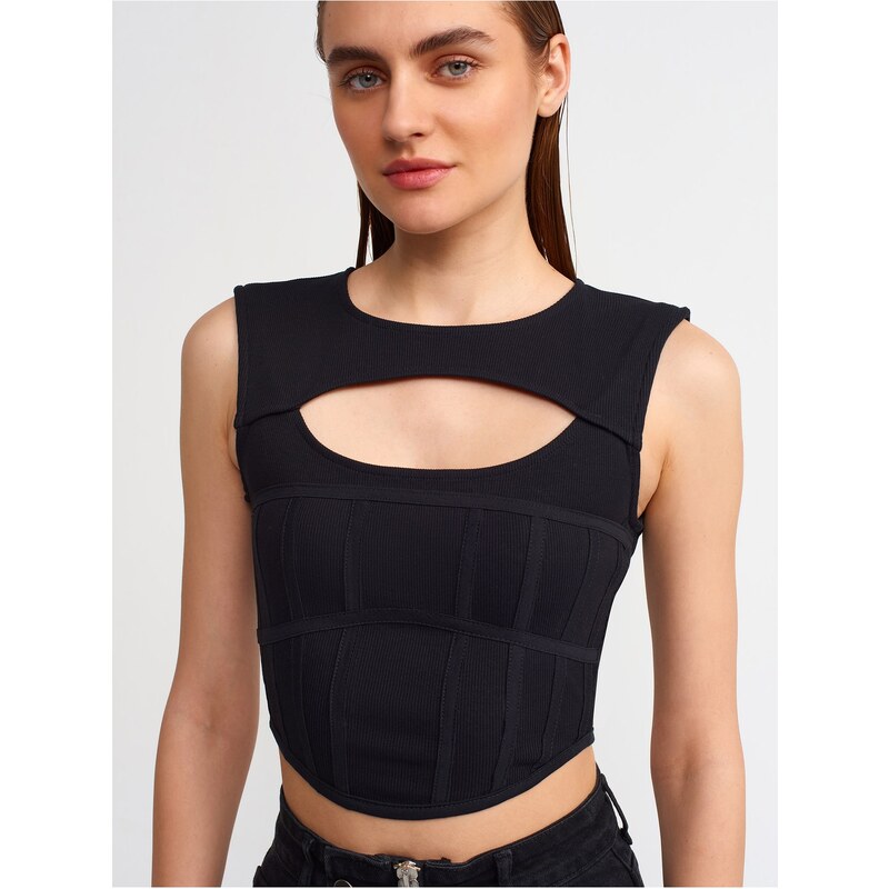 Dilvin 30106 Window Corset Top-black