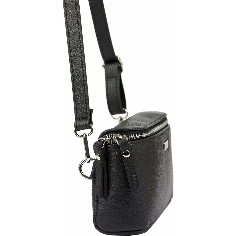 Kožená crossbody kabelka MiaMore 01-001 černá