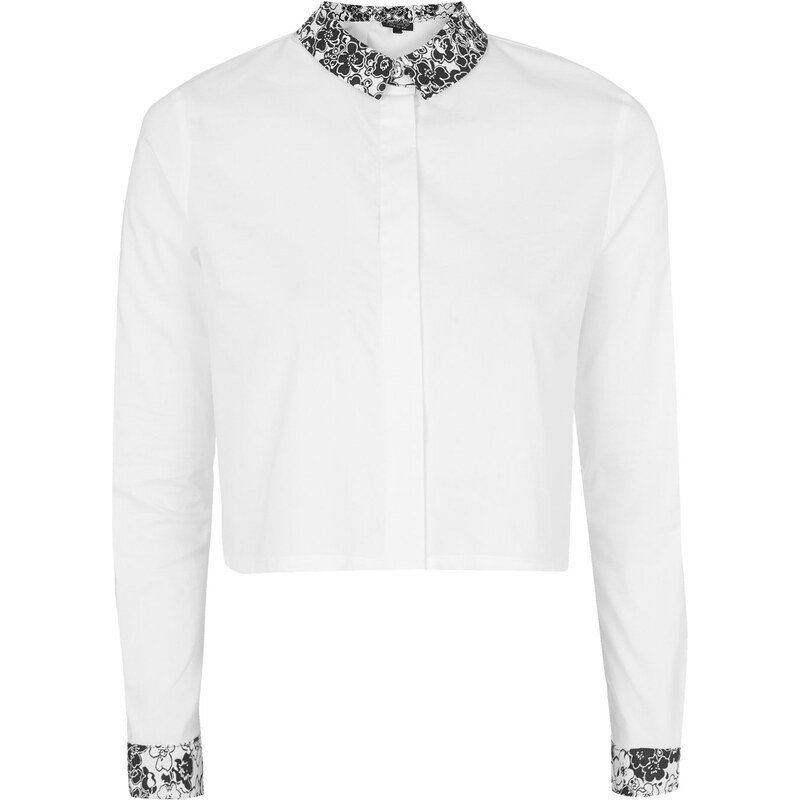 Topshop Contrast Jacquard Collar Shirt