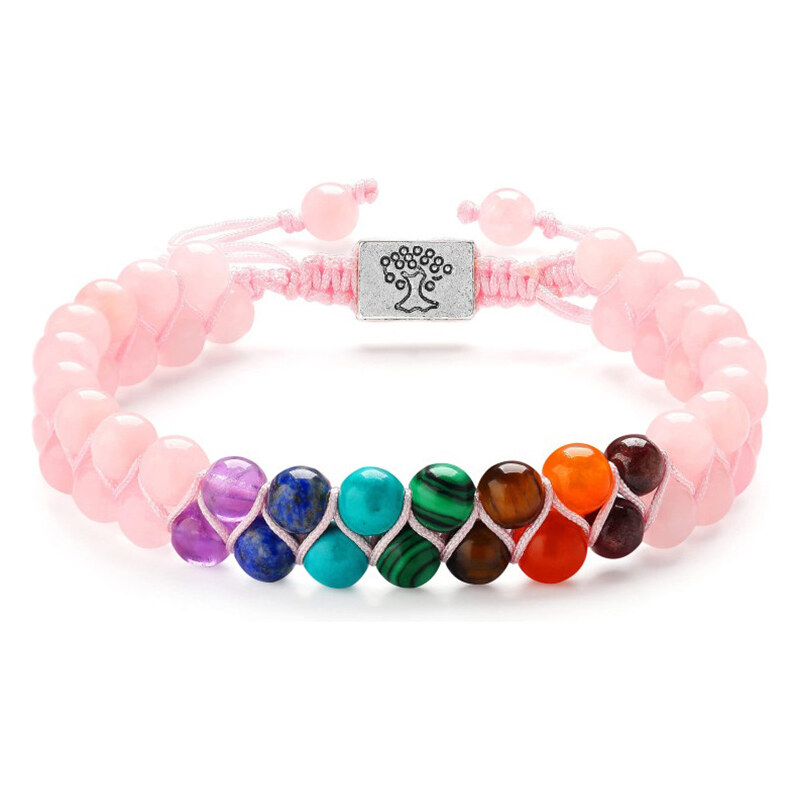 NAKY Shamballa náramek 7 čaker, růženín 69797386