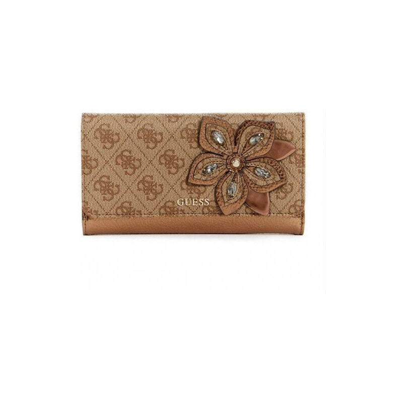 Outlet - GUESS peňaženka Sibyl Logo Wallet hnedá Hnědá