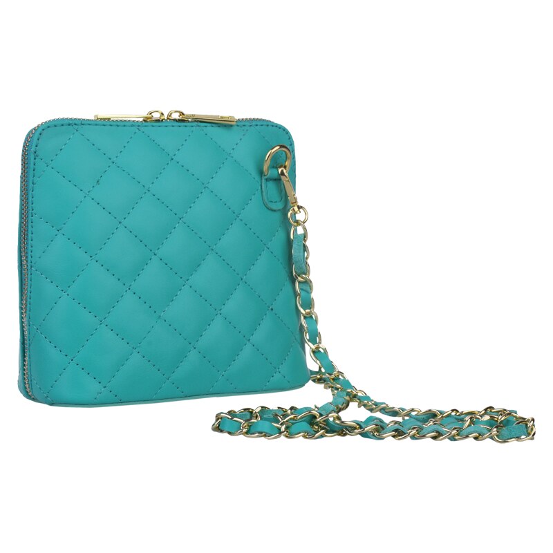 Tyrkysová kožená italská crossbody kabelka Giulia Turchese