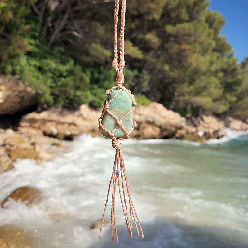 Estemia Macramé ochranný amulet do auta s amazonitem 63459419