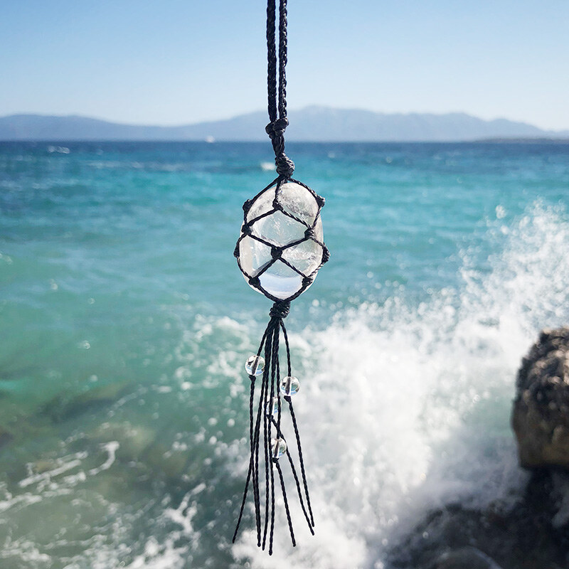 Estemia Macramé ochranný amulet do auta s křišťálem 63459420