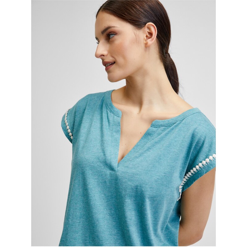 Modré dámské tričko s ozdobnými detaily Brakeburn - Dámské