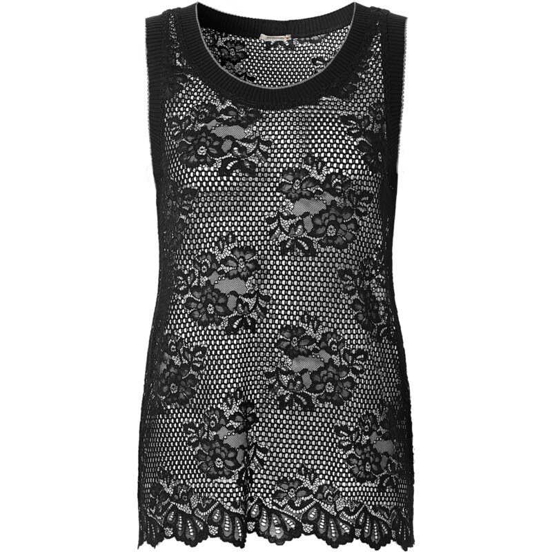 Intimissimi Lace Tank-Top with Ribbed Fabric Edging