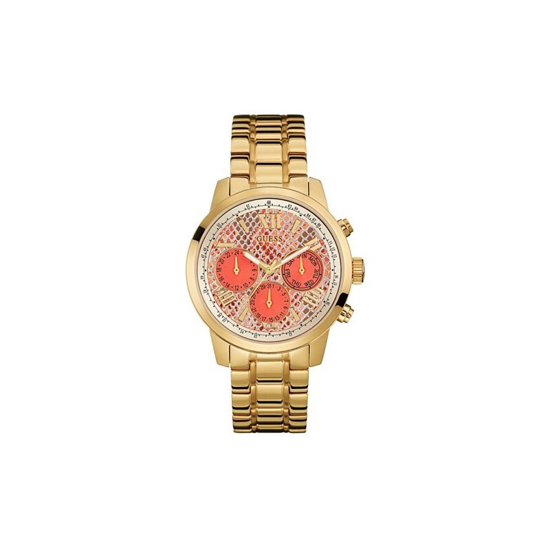 Hodinky Guess Coral and Gold-Tone Feminine Classic Sport Watch