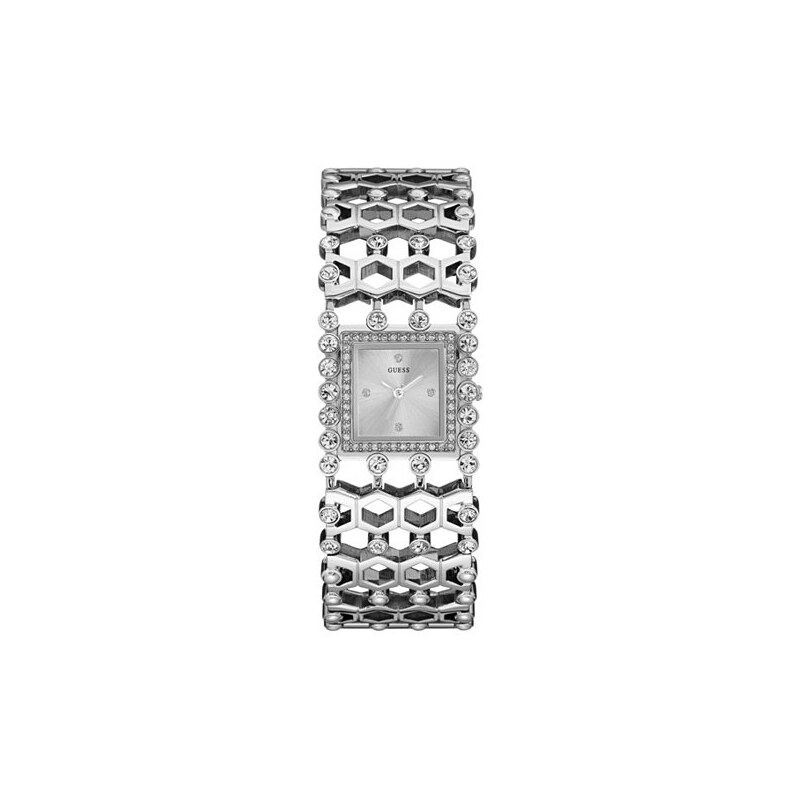 Hodinky Guess Silver-Tone Sparkle Cuff Watch