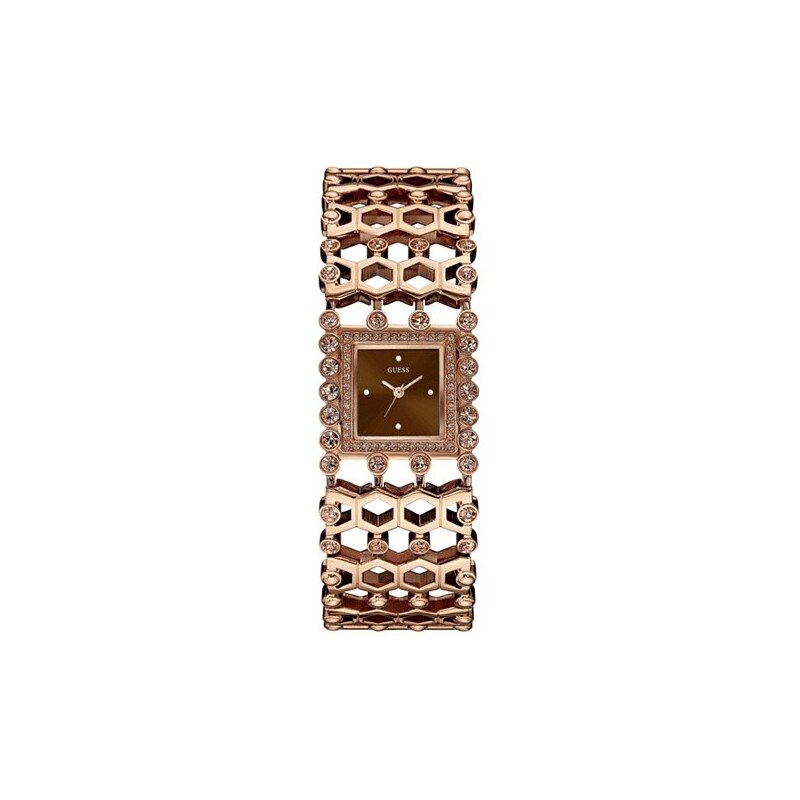 Hodinky Guess Brown and Rose Gold-Tone Sparkle Cuff Watch