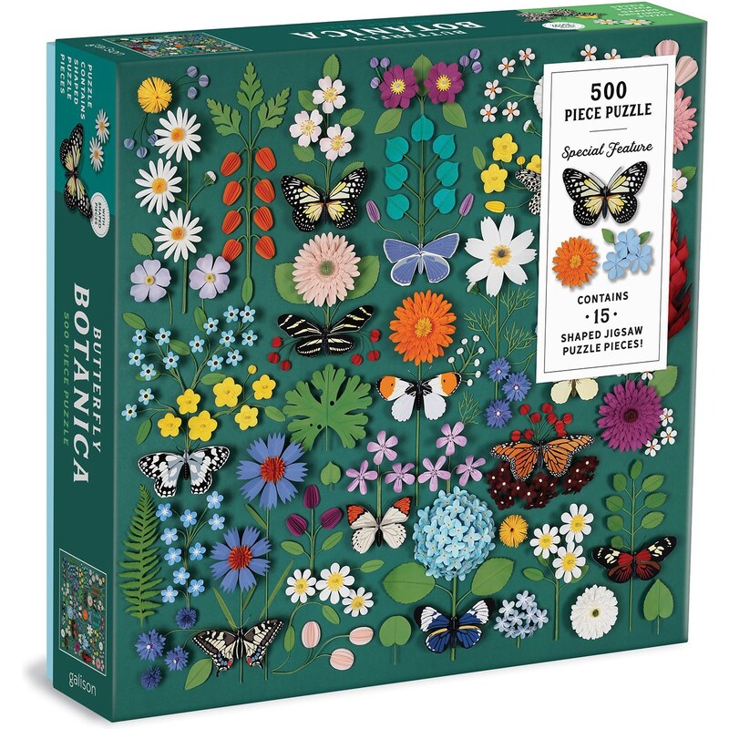 Galison Puzzle Motýlí botanická zahrada 500 dílků