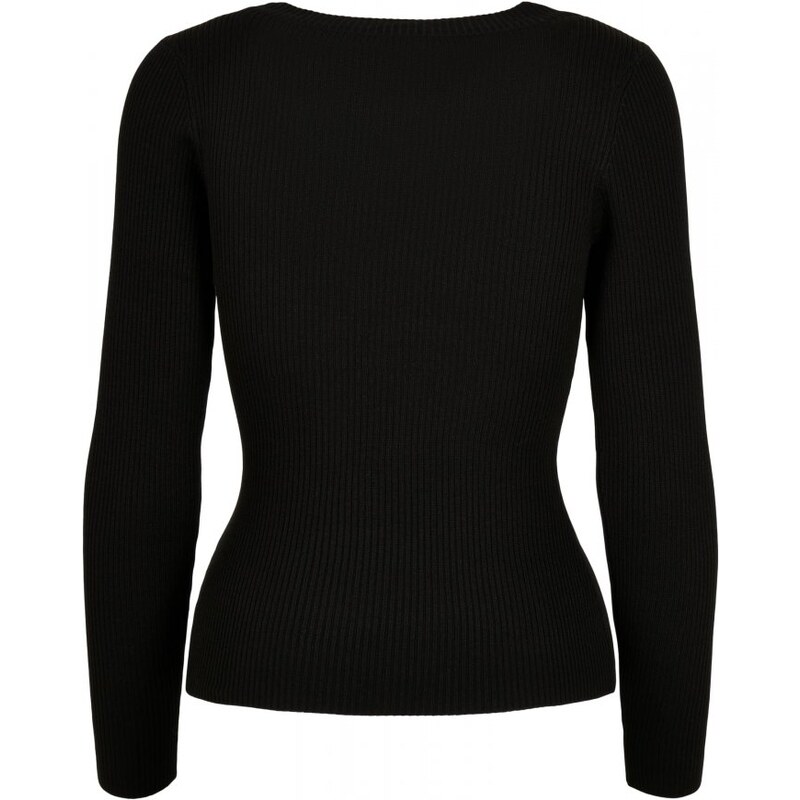 URBAN CLASSICS Ladies Wide Neckline Sweater - black