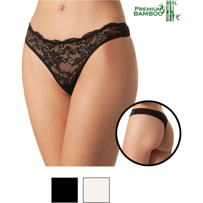 Yenita 3+1 ZDARMA | Kalhotky dámské tanga s krajkou BAMBOO 84838480