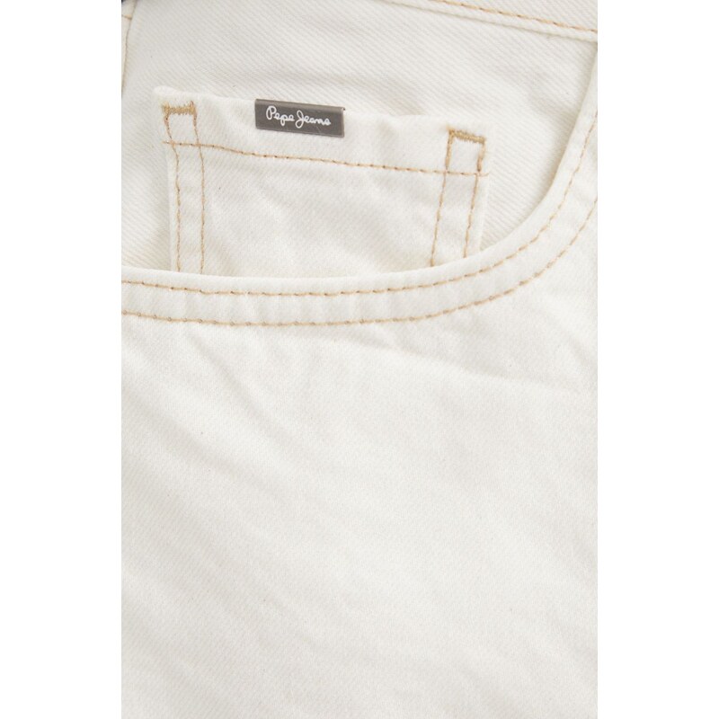 Bavlněné šortky Pepe Jeans Suzie dámské, béžová barva, hladké, high waist