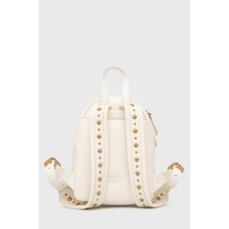 Kožený batoh Pinko dámský, bílá barva, malý, s aplikací, 1P22YZ.Y7QE