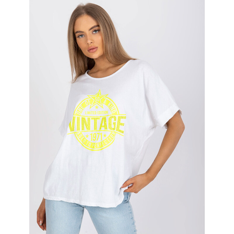 Italy Moda T-shirt-DHJ-TS-6860.26X-white-yellow