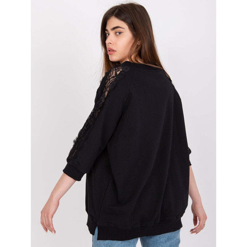 RUE PARIS ČERNÁ OVERSIZE HALENKA LEJA S KRAJKOU --BLACK