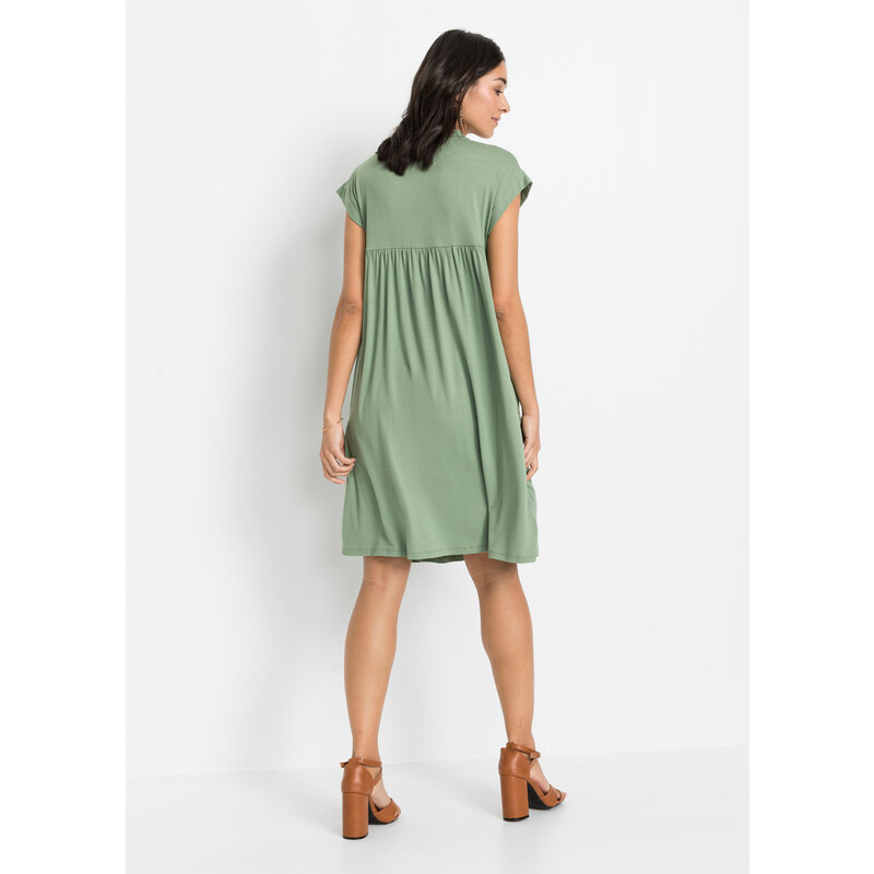 bonprix Tunikové šaty z krajky Zelená