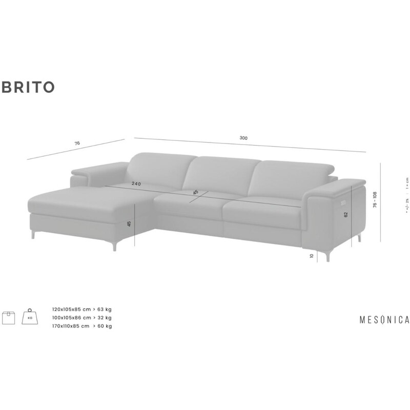 Medově žlutá sametová polohovací rohová pohovka MESONICA Brito, pravá 300 cm