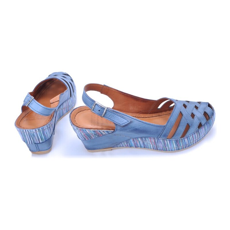 Krásné dámské modré sandálky na klínku Iberius 1502 modrá