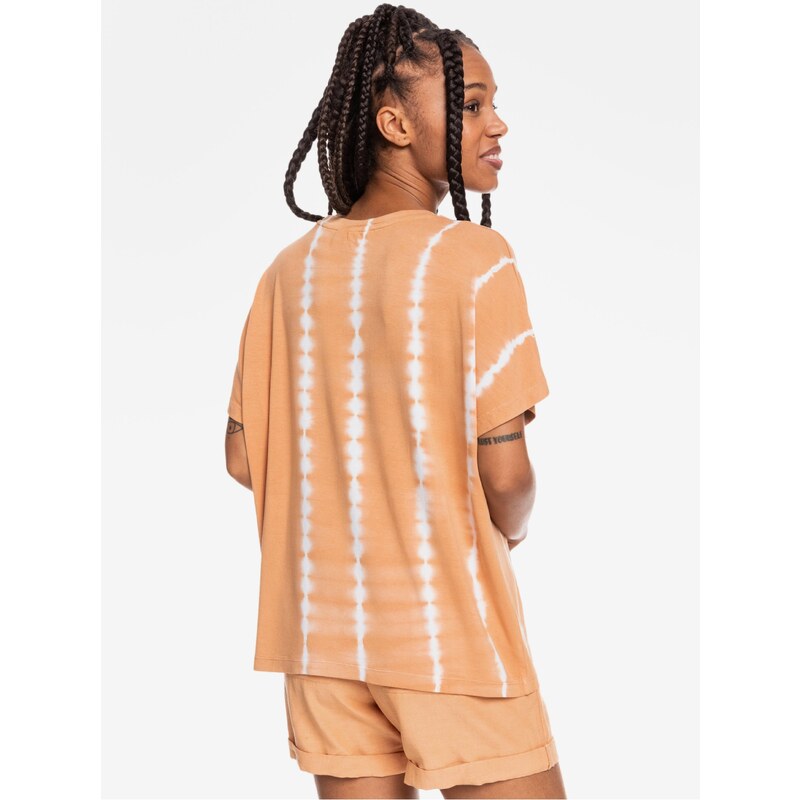 Bílo-oranžové dámské vzorované tričko Roxy - Dámské