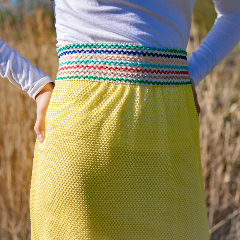 Dolce Moda Dvojitá dlouhá sukně široký pas 0112 - žlutá