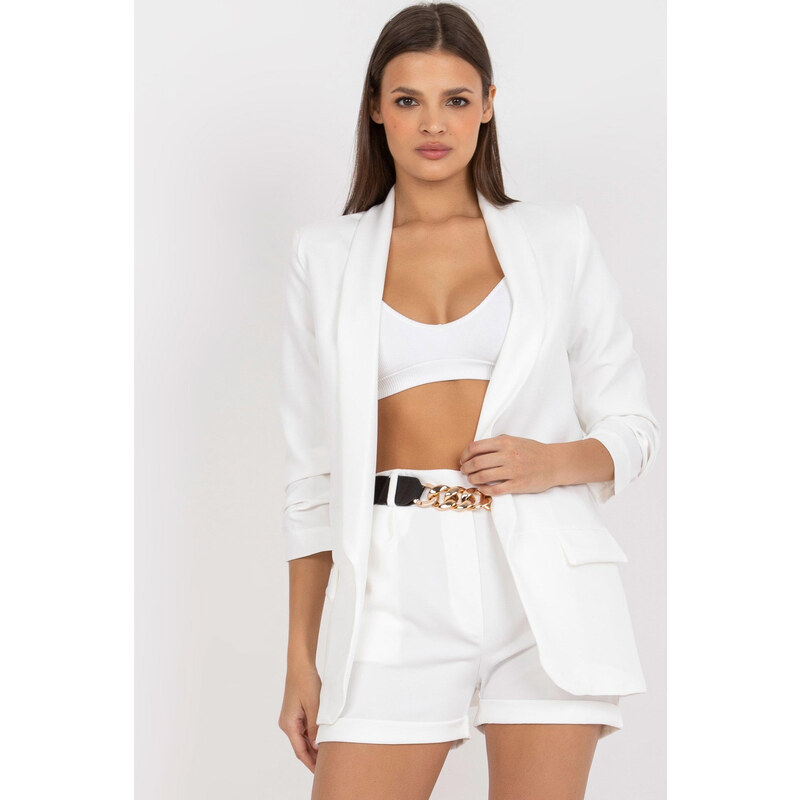 MladaModa Elegantní souprava šortek a saka model 84106 bílá