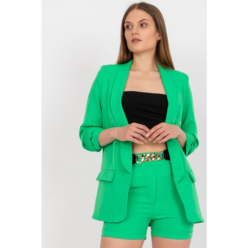 MladaModa Elegantní souprava šortek a saka model 84106 zelená