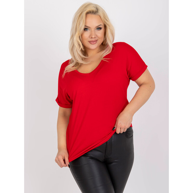 Fashionhunters Basic červená plus size halenka z viskózy