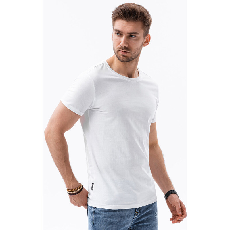 Ombre Clothing Pánské tričko bez potisku - bílá S1370