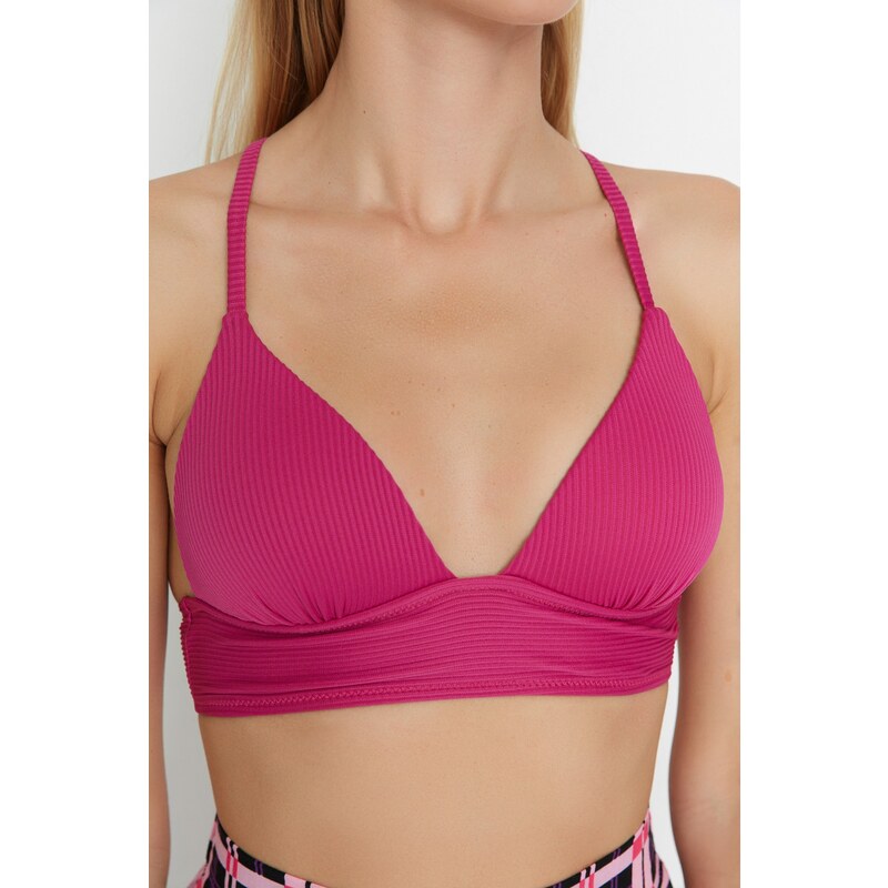 Trendyol Fuchsia Triangle Push Up Texturovaný horní díl bikin