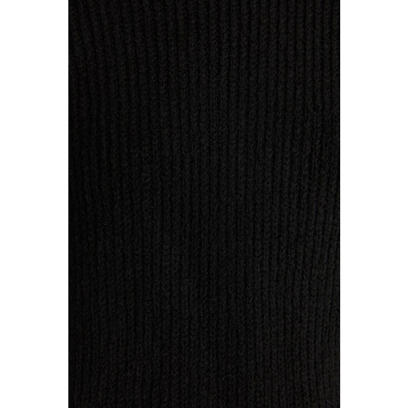 Trendyol Black Wide Fit Soft Textured Basic Knit Svetr