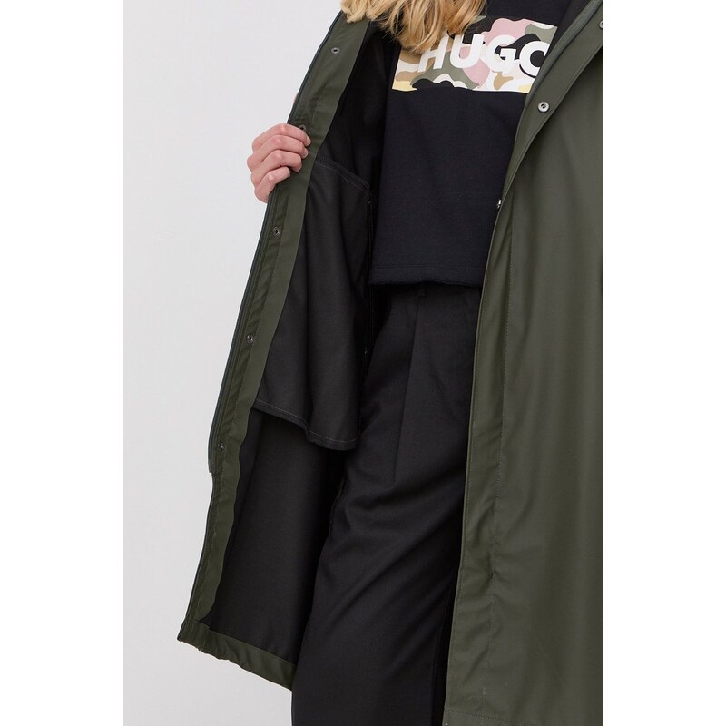 Nepromokavá bunda Rains 18140 Fishtail Parka zelená barva, přechodná