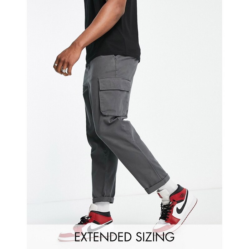 ASOS DESIGN relaxed cargo trousers in washed black