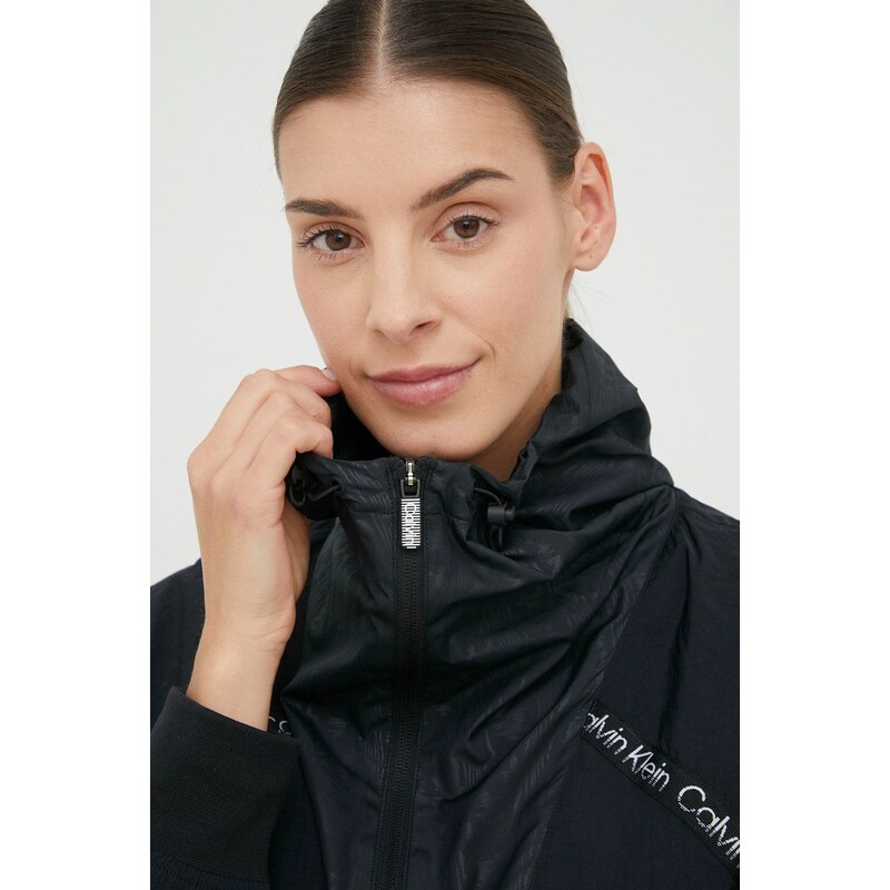 Tréninková bunda Calvin Klein Performance Active Icon černá barva, přechodná, oversize
