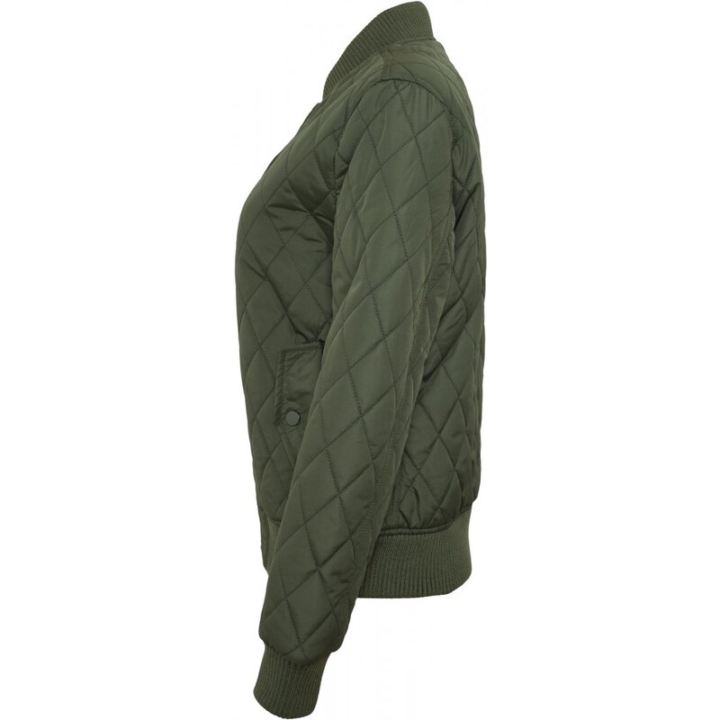 Dámská prošívaná bomber bunda Urban Classics Diamond Quilt Nylon - olivová