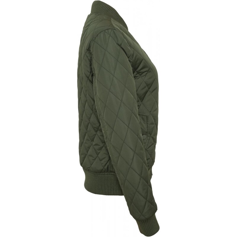 Dámská prošívaná bomber bunda Urban Classics Diamond Quilt Nylon - olivová