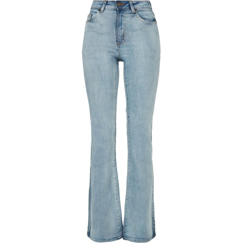 Dámské jeansy Urban Classics Ladies High Waist Flared Denim Pants - tinted light blue washed