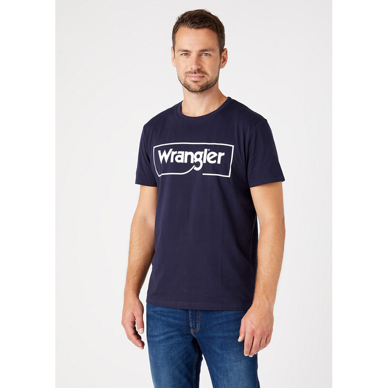Pánské tričko WRANGLER W7H3D3114 FRAME LOGO TEE NAVY