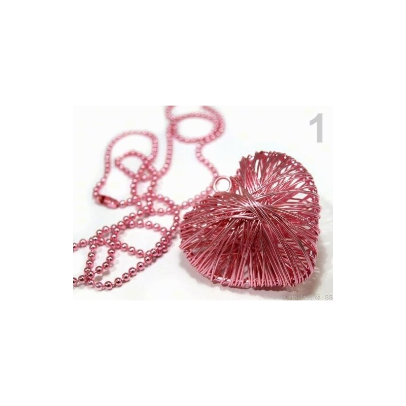 Stoklasa Náhrdelník s drátovaným srdcem (1 ks) - 1 růžová střední
