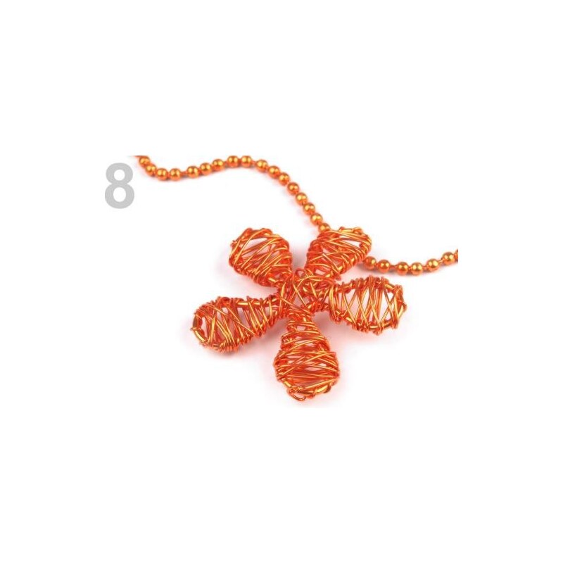 Stoklasa Náhrdelník s drátovanou květinou Ø35mm (1 ks) - 8 oranžová dýňová