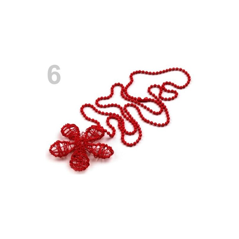 Stoklasa Náhrdelník s drátovanou květinou Ø45mm (1 ks) - 6 červená