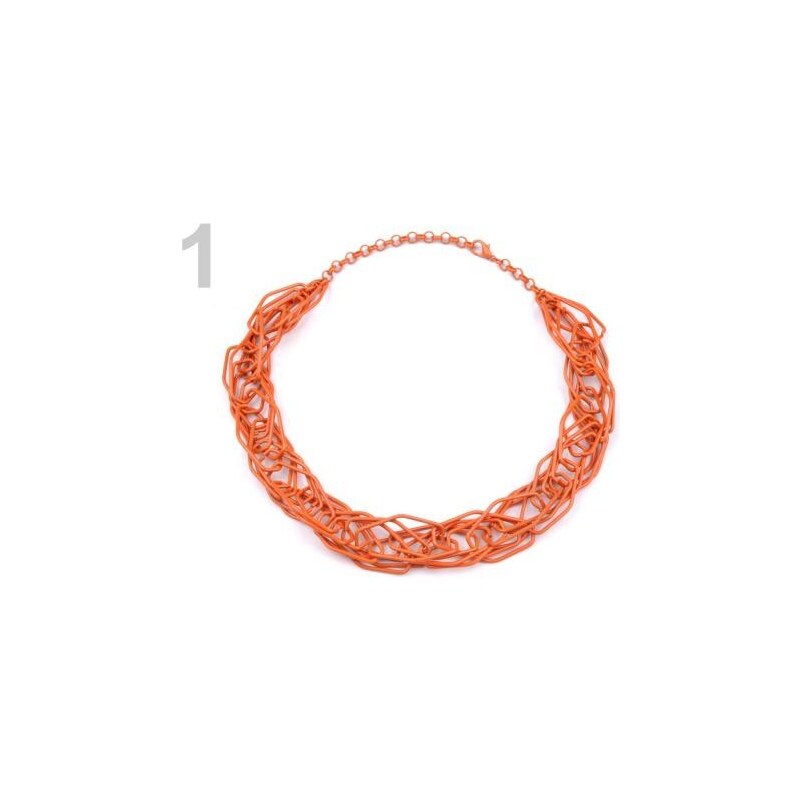 Stoklasa Náhrdelník kovový víceřadý (1 ks) - 1 oranžová dýňová
