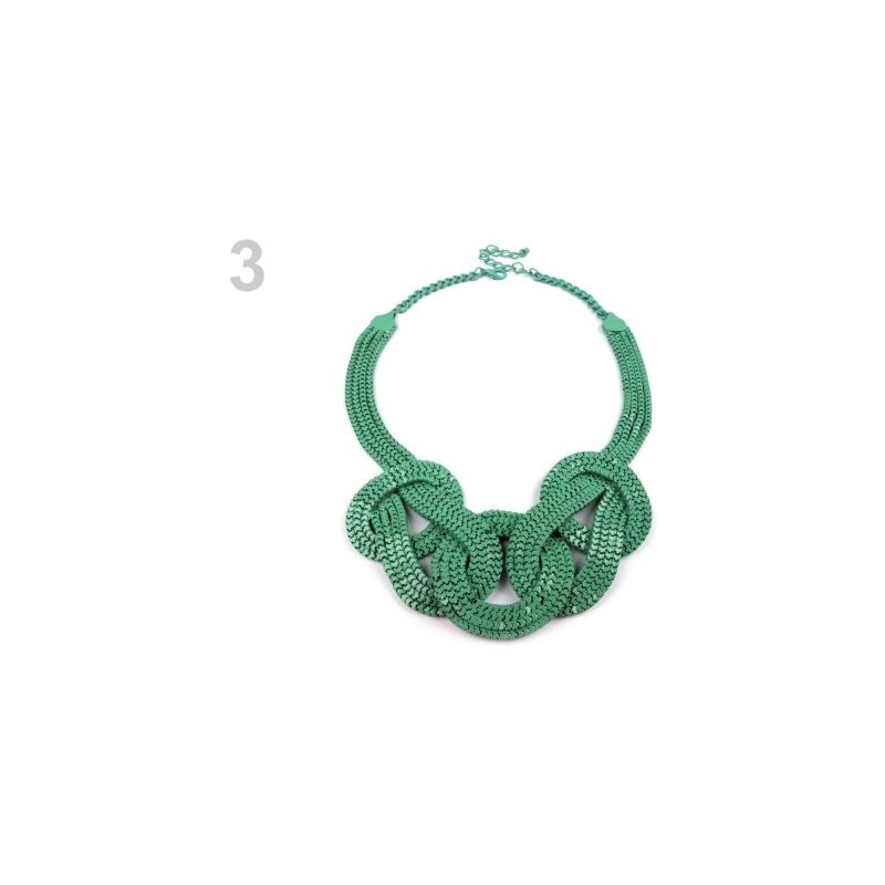 Stoklasa Kovový náhrdelník proplétaný (1 ks) - 3 zelené kapradí