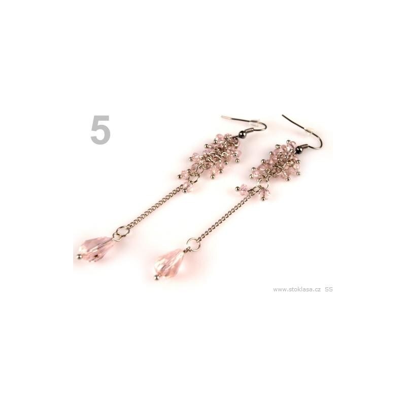 Stoklasa Náušnice kovové HROZEN s korálky (1 pár) - 5 Impatiens Pink