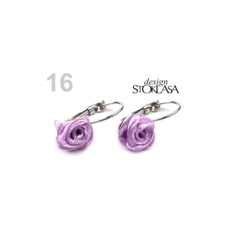 Stoklasa Náušnice s látkovou růžičkou (1 pár) - 16 fialová lila
