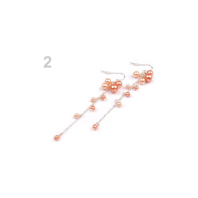 Stoklasa Řetízkové náušnice s perlami (1 pár) - 2 růžová prášková