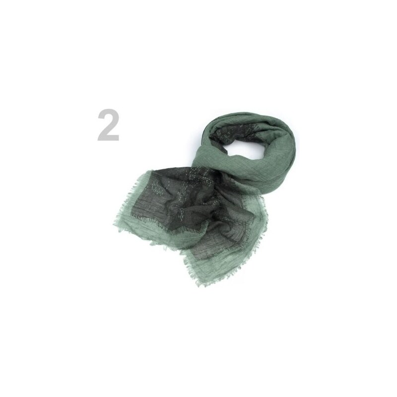 Stoklasa Šátek 127x135 cm s potiskem krajky (1 ks) - 2 zelená kamej
